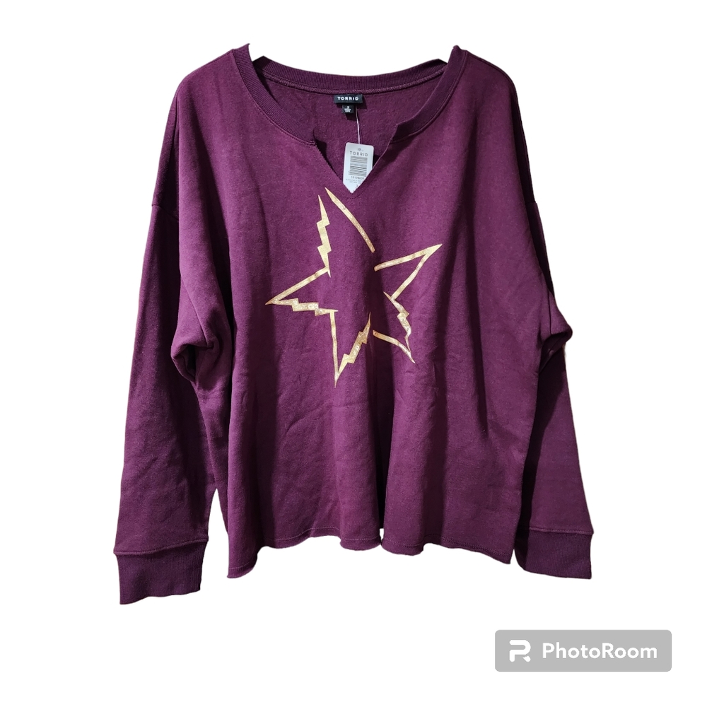 Torrid size 3 purple lightning star relaxed fit cozy fleece sweater nwt